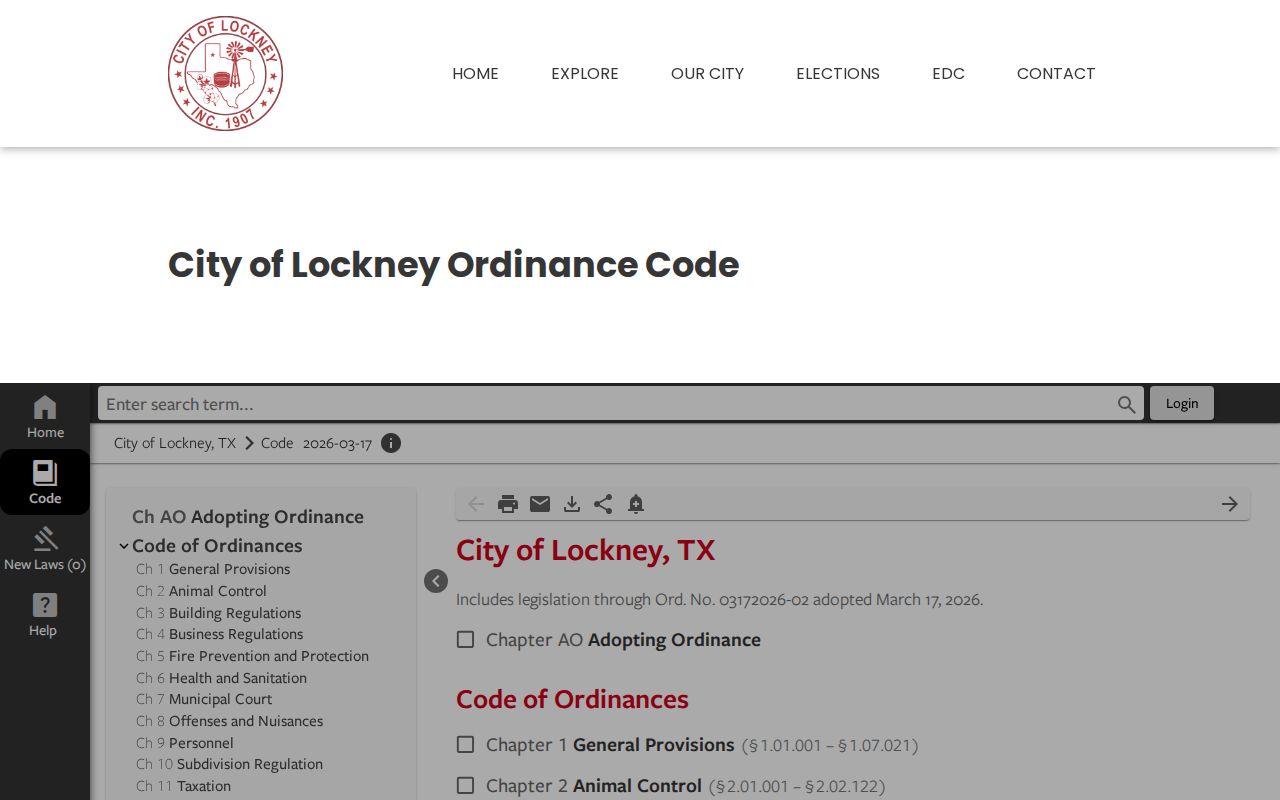 Lockney court records municipal ordinance gateway