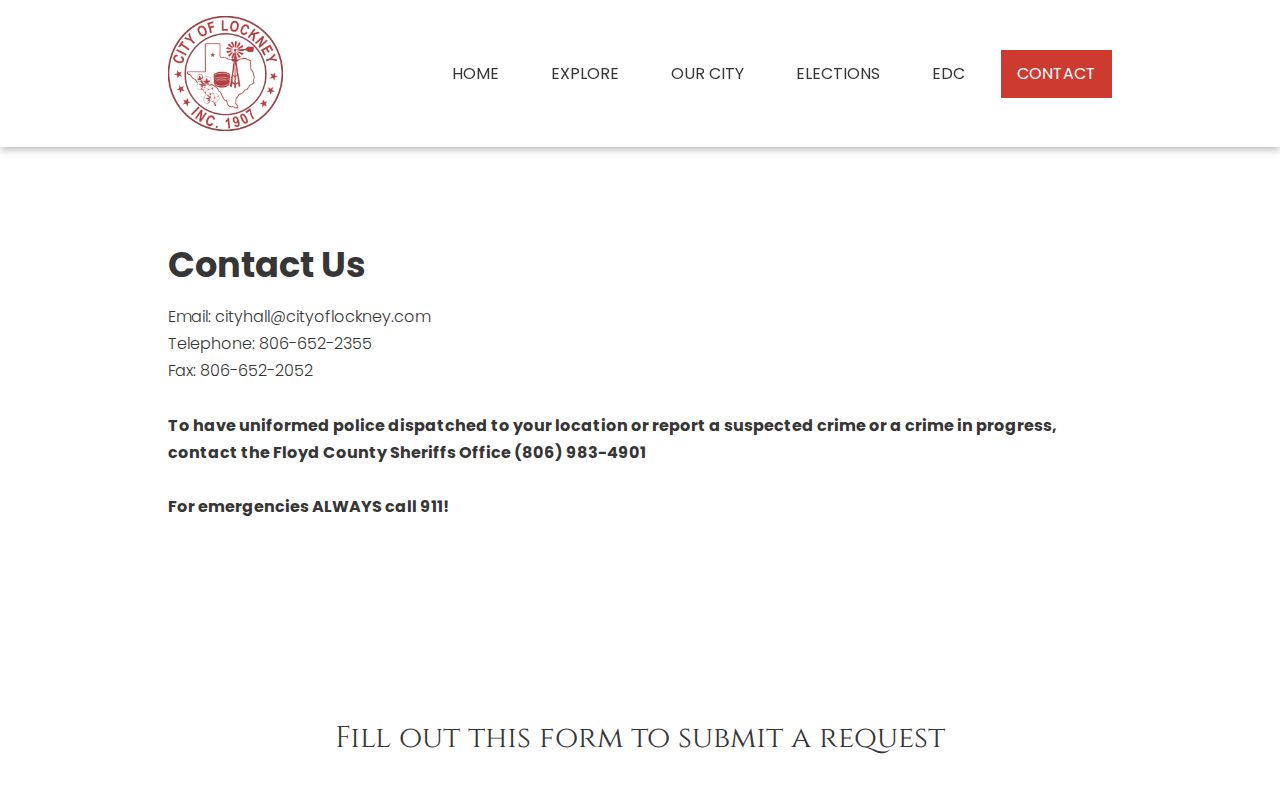Lockney court records general city contact form