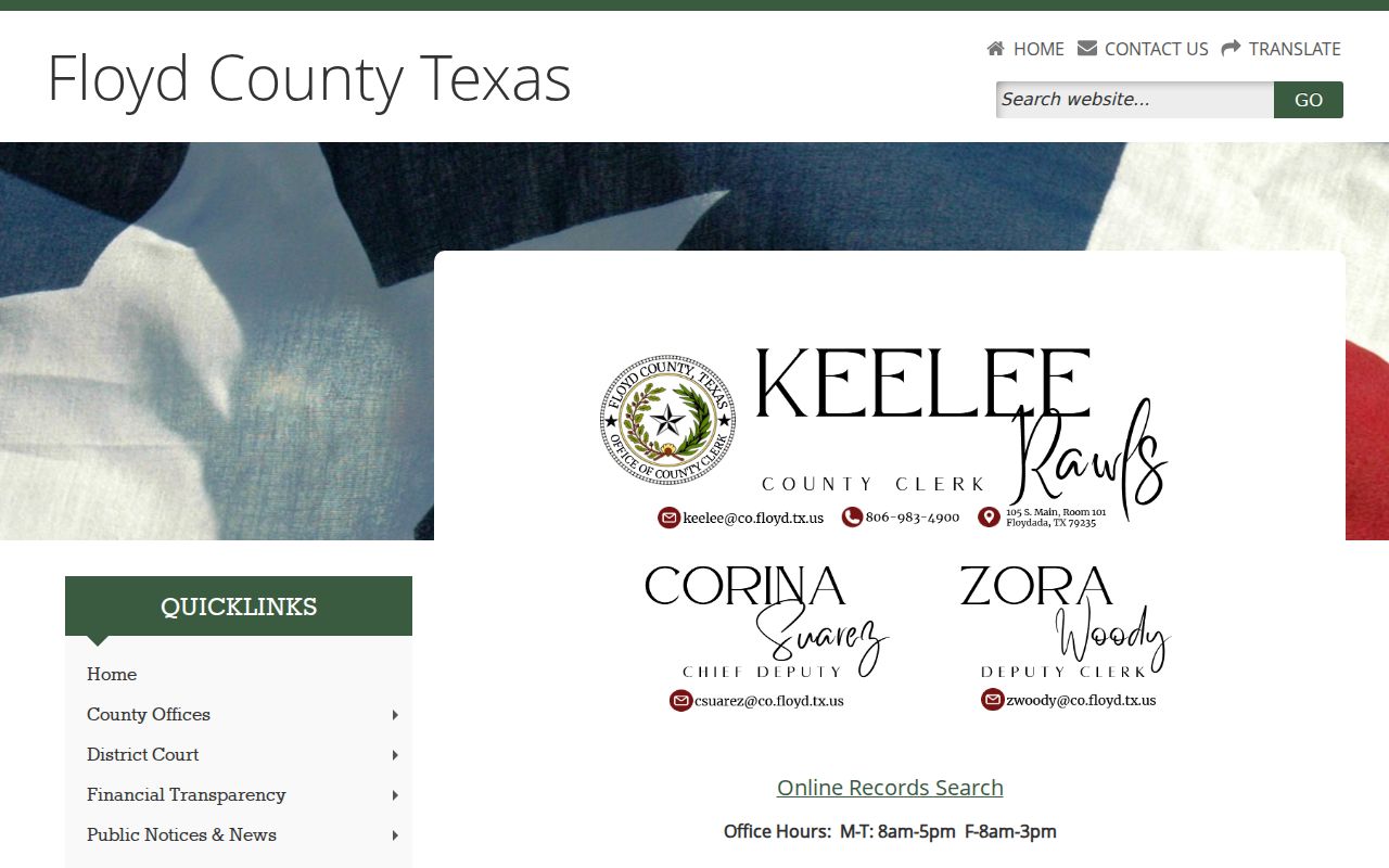 Floyd County Clerk filing notice and records links